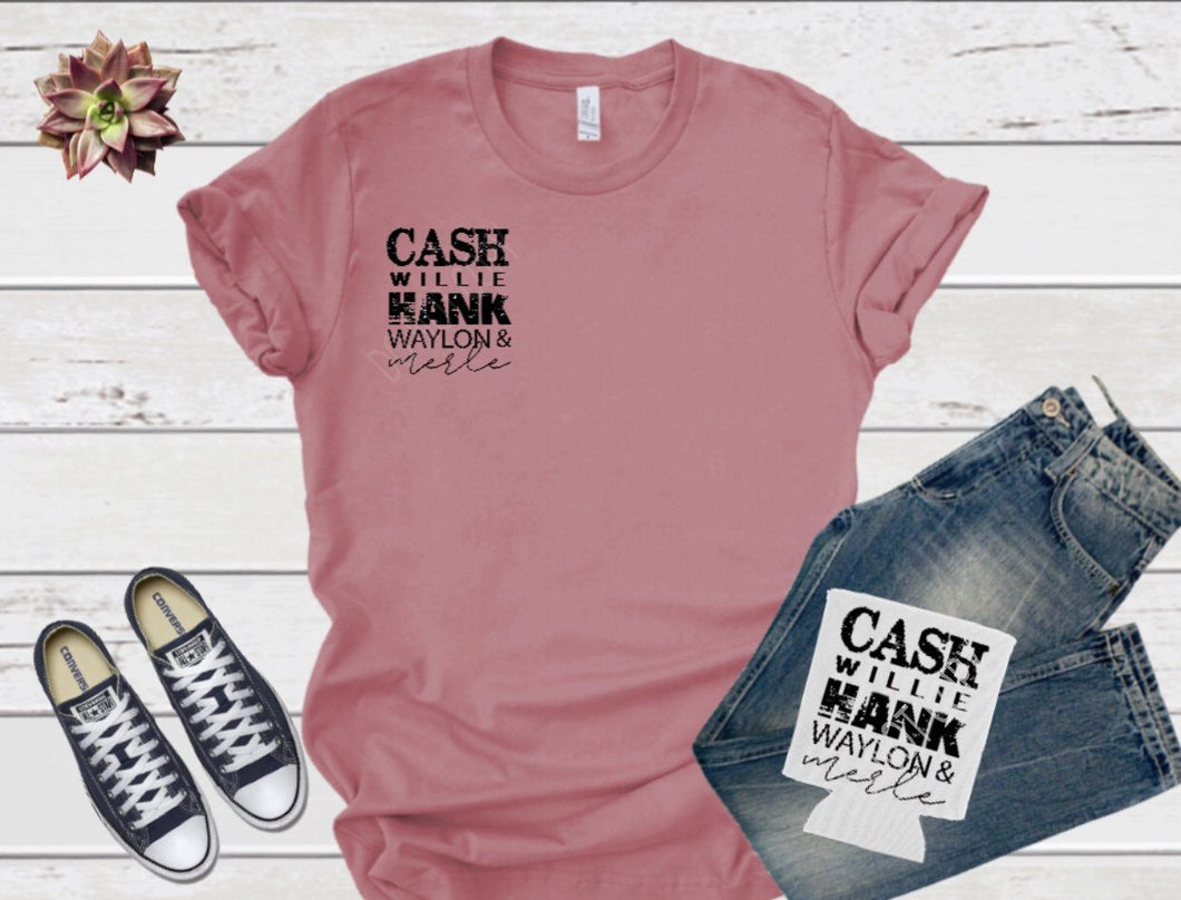 Screen Print Transfer RTS | Cash Willie Hank Waylon Merle 3” Koozie | Shirt Pocket