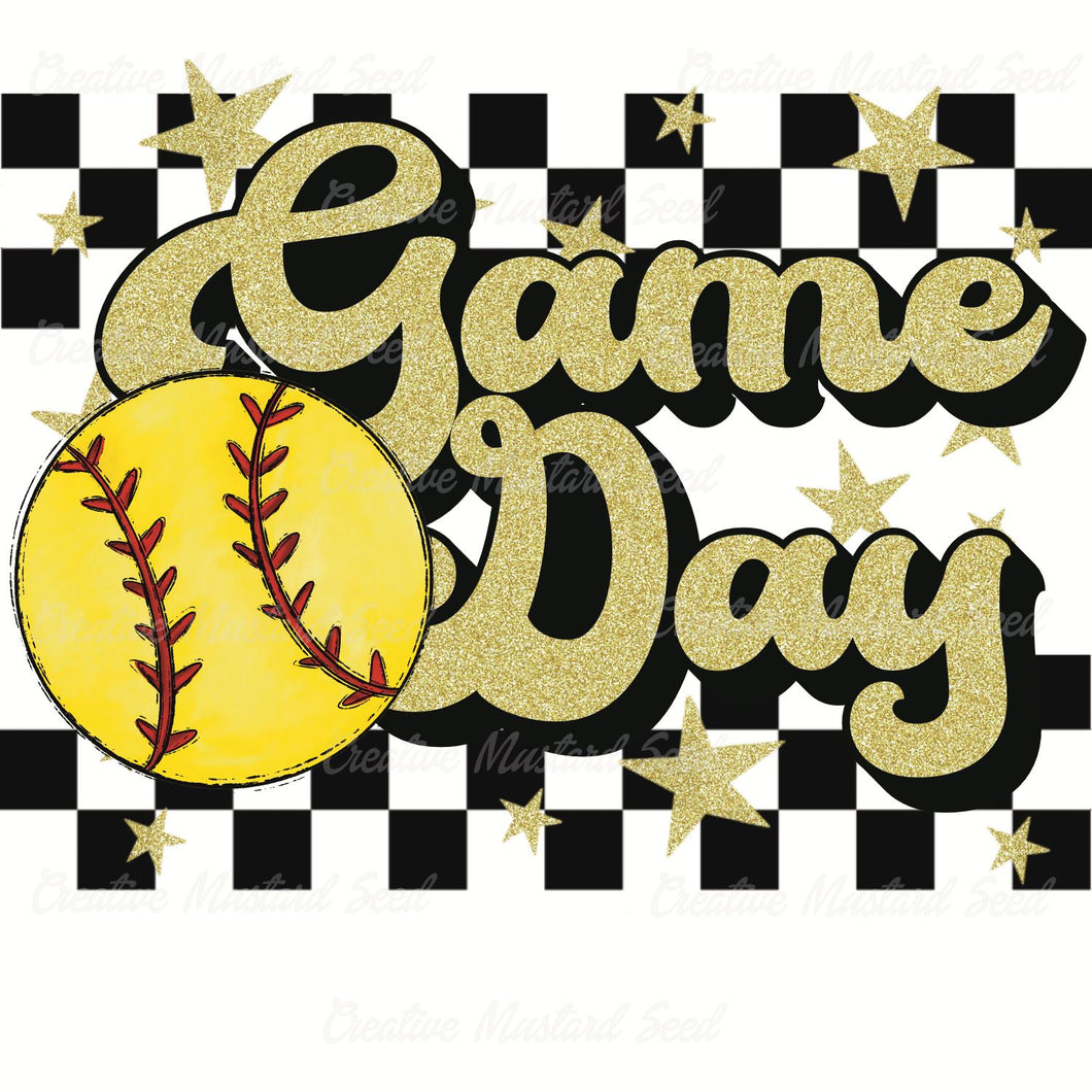Softball Game Day Gold Glitter Race Stripe | Digital Download