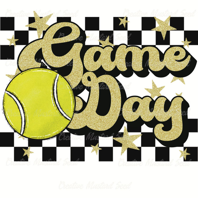 Tennis Game Day Gold Glitter Race Stripe | Digital Download